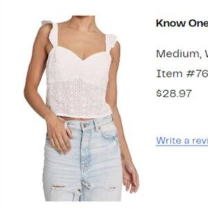 Know One Cares Ruffle Shoulder Sweetheart Eyelet Top
